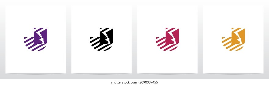 Face And Diagonal Lines On Letter Logo Design J