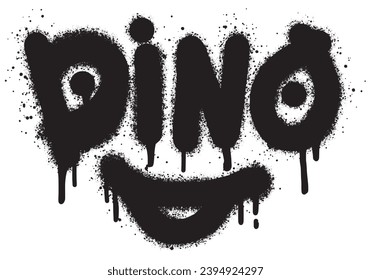 Face Dino Spray Painted Graffiti isolated on white background. vector illustration.