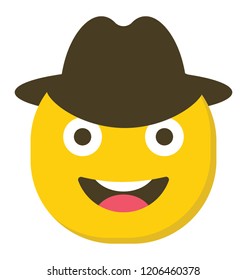 
A face displayed wearing a wide brimmed cowboy hat, cowboy emoji icon 
