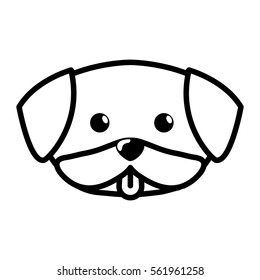 Face Dog Cute Tongue Out Outline Vector Illustration Eps 10