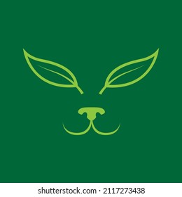 face dog with leaf eyes logo design, vector graphic symbol icon sign illustration