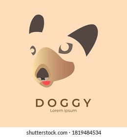 face dog of logo design with smile character. modern flat logo design