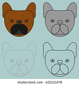 Face dog set icons