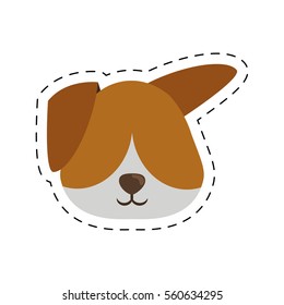 face doggy pet with line dotted vector illustration eps 10
