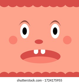 face of a doll character with a box shape that is very cute for children