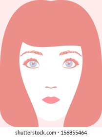 Face of dolly girl, vector illustration