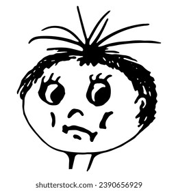 face doodle of a boy character with surprised eyes