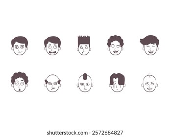 Face Doodle Design Element Set