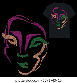 Face, DOT Artwork T-shirt Vector
