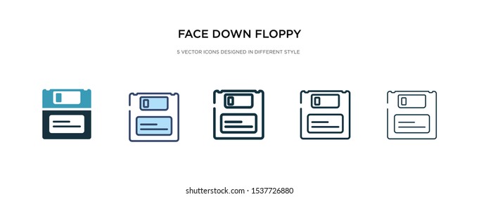 face down floppy disk icon in different style vector illustration. two colored and black face down floppy disk vector icons designed in filled, outline, line and stroke style can be used for web,