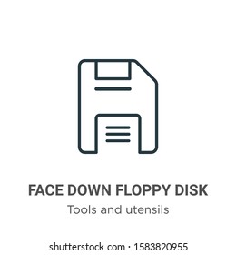 Face down floppy disk outline vector icon. Thin line black face down floppy disk icon, flat vector simple element illustration from editable tools and utensils concept isolated on white background