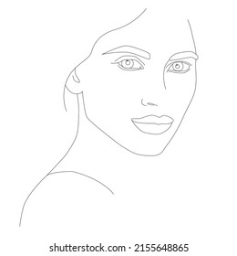 Face drawing line, fashion concept, minimalism of female beauty, vector illustration for T-shirts, graphic printing style. The face is one line. Boho girl. A woman's face. Portrait of minimalism.