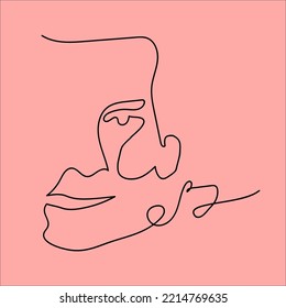 Face drawing single line art