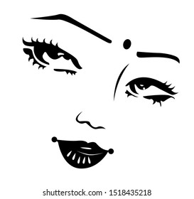 Face drawing of Woman, Devi or Goddess - Indian Traditional and Cultural vector line art