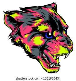 face of a drawn panther vector illustration