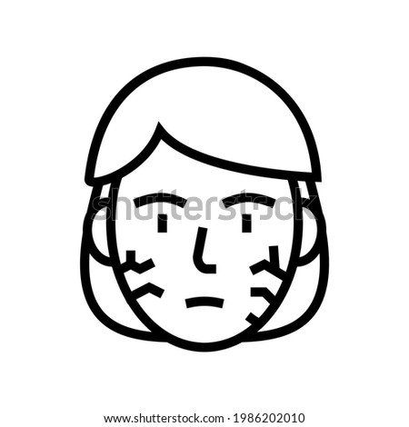 face dry skin line icon vector. face dry skin sign. isolated contour symbol black illustration