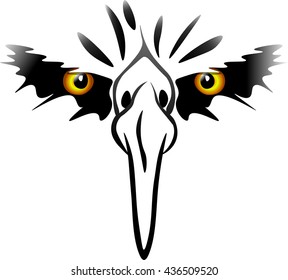 The face of the eagle, black silhouette of the beak and eyes of 