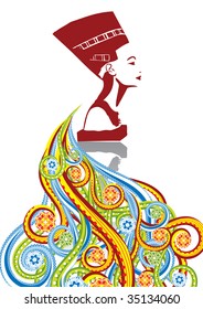 Face of Egyptian woman in abstract collage. Format A4. Vector illustration. Isolated groups and layers. Global colors.