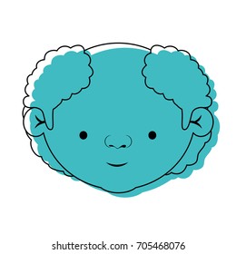 face elderly man with a few curly white hair in blue watercolor silhouette vector illustration