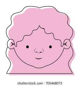 face elderly woman with a curly short hairstyle in pink watercolor silhouette vector illustration