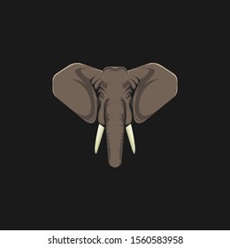 Face Elephant Vector Flat Design 