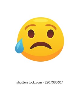 Face emoji flat icon for web design. Cartoon yellow emotion circle icon smiling, laughing and crying isolated vector