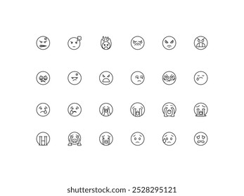 Face Emoji icon set, design, vector illustration