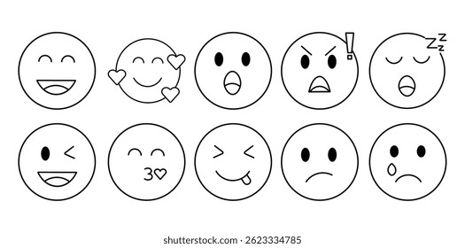Face Emoji Line Vector Collection
