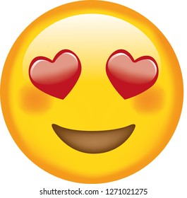 Face. Emoji. Smiling. Love. Cute emoticon isolated on white background.