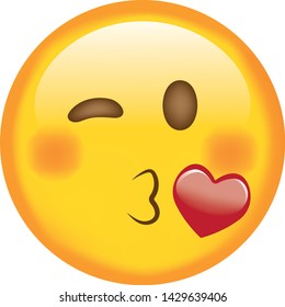 Face. Emoji. Smiling. Love. Cute emoticon isolated on white background.