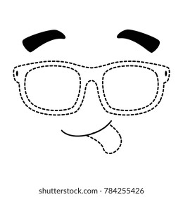 face emoji with sunglasses kawaii character