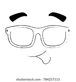 face emoji with sunglasses kawaii character