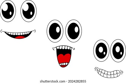 Face emoticon with cartoon style in eps vector eyes and mouth
