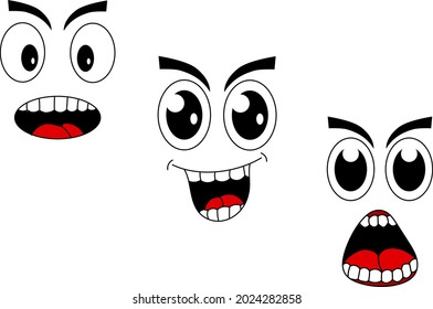 Face emoticon with cartoon style in eps vector eyes and mouth