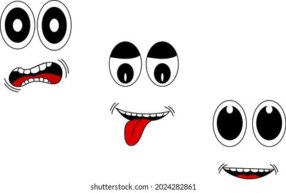 Face emoticon with cartoon style in eps vector eyes and mouth