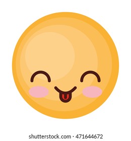 face emoticon cute circle icon vector illustration design
