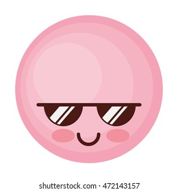 face emoticon cute circle icon vector illustration design