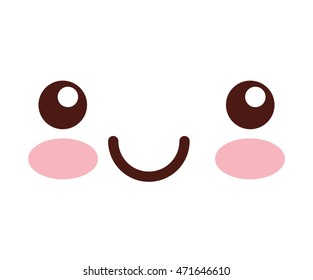 face emoticon cute square icon vector illustration design