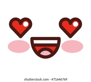 face emoticon cute square icon vector illustration design