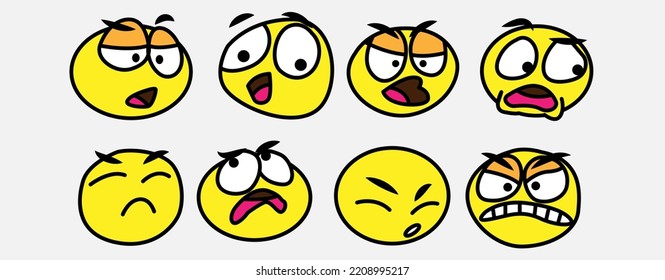 face emoticon expression with yellow color style