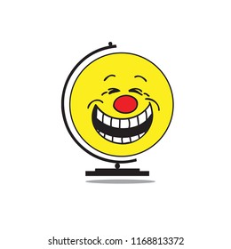 Face Emoticon Globe With Yellow Colour