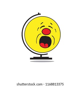 Face Emoticon Globe With Yellow Colour