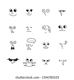 Face emoticon hand drawing design of vector.