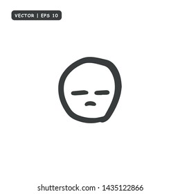 Face Emoticon hand drawn Icon Vector Illustration