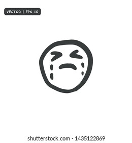 Face Emoticon hand drawn Icon Vector Illustration