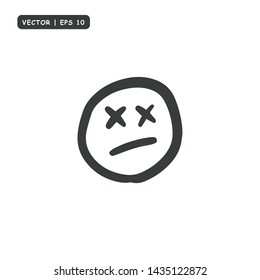 Face Emoticon hand drawn Icon Vector Illustration