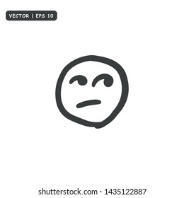 Face Emoticon hand drawn Icon Vector Illustration