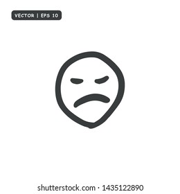 Face Emoticon hand drawn Icon Vector Illustration