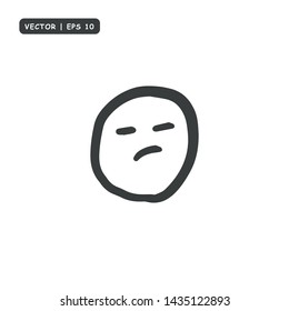 Face Emoticon hand drawn Icon Vector Illustration