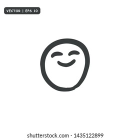 Face Emoticon hand drawn Icon Vector Illustration